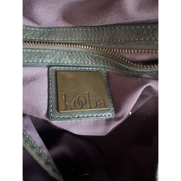 Kooba all leather 2 tone top handle handbag brown and olive green - Picture 3 of 8